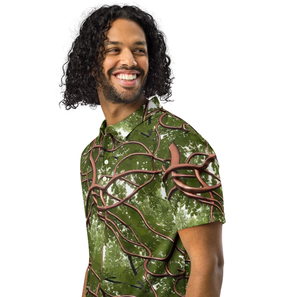 Copper Tendril on Men's Slim Fit Polo Shirt — Left Front