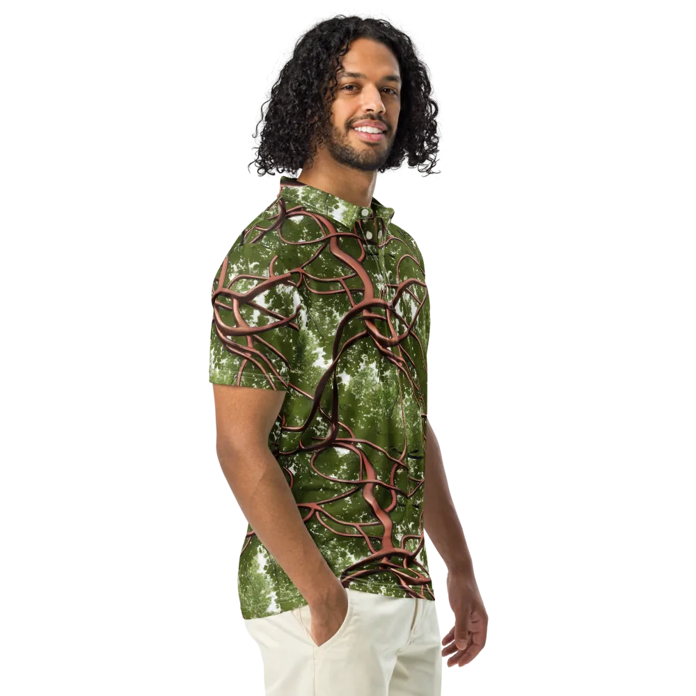 Copper Tendril on Men's Slim Fit Polo Shirt — Right Front