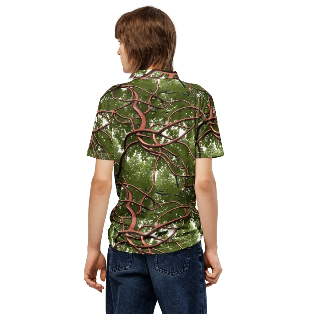 Copper Tendril on Men's Slim Fit Polo Shirt — Back