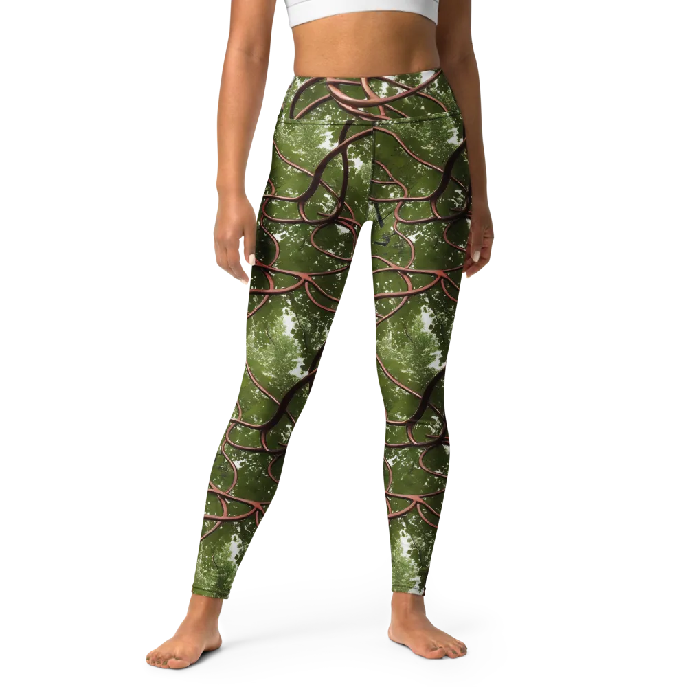Copper Tendril on Yoga Leggings — Front