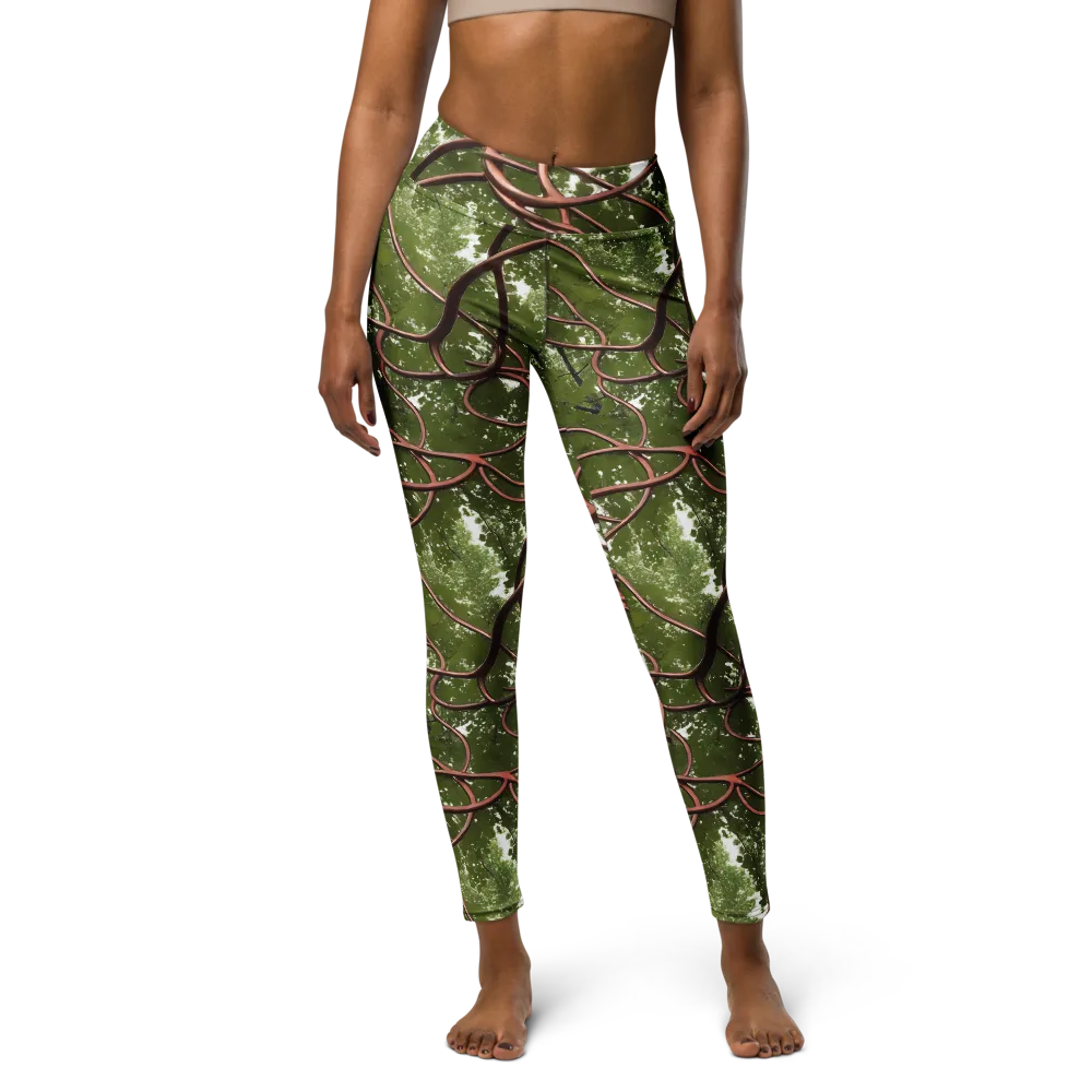 Copper Tendril on Yoga Leggings — Front