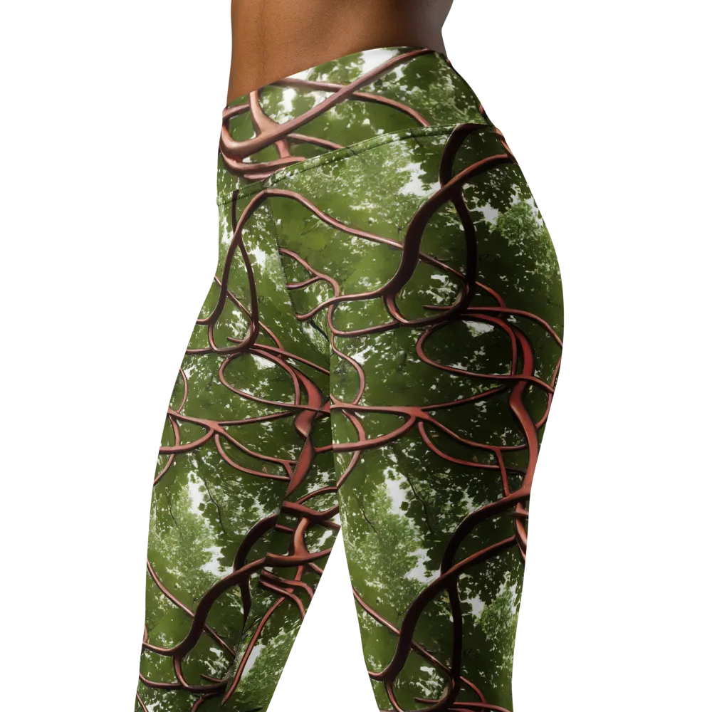Copper Tendril on Yoga Leggings — Left Front