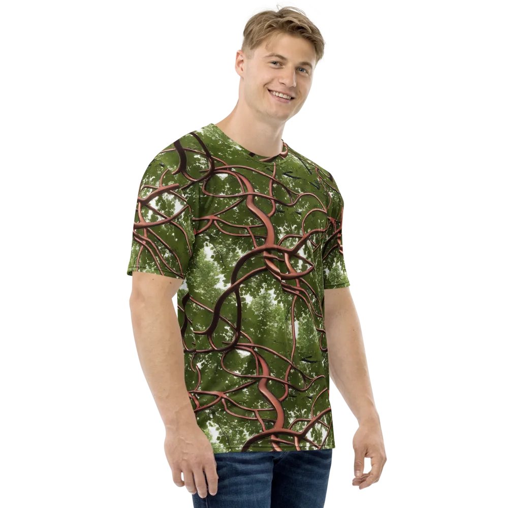 Copper Tendril on Men's Crew Neck T-Shirt — Right