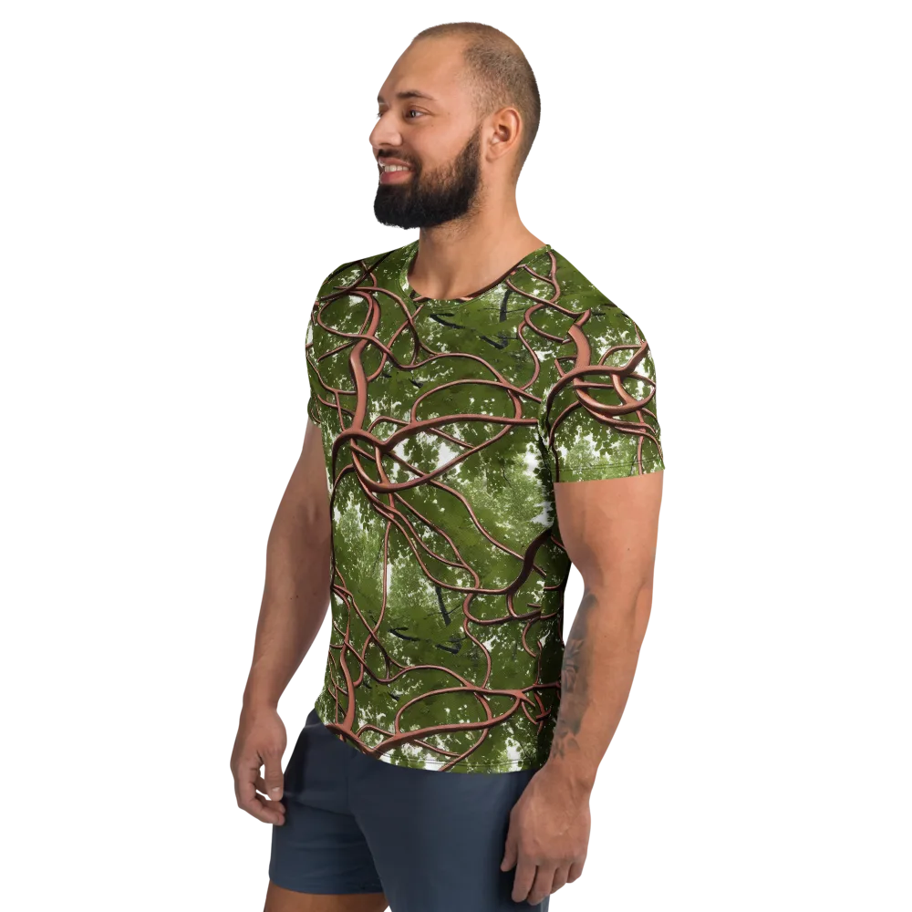Copper Tendril on Men's Athletic T-Shirt — Left