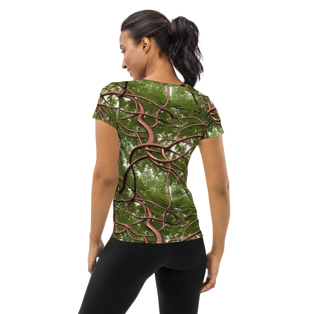 Copper Tendril on Women's Athletic T-Shirt — Back