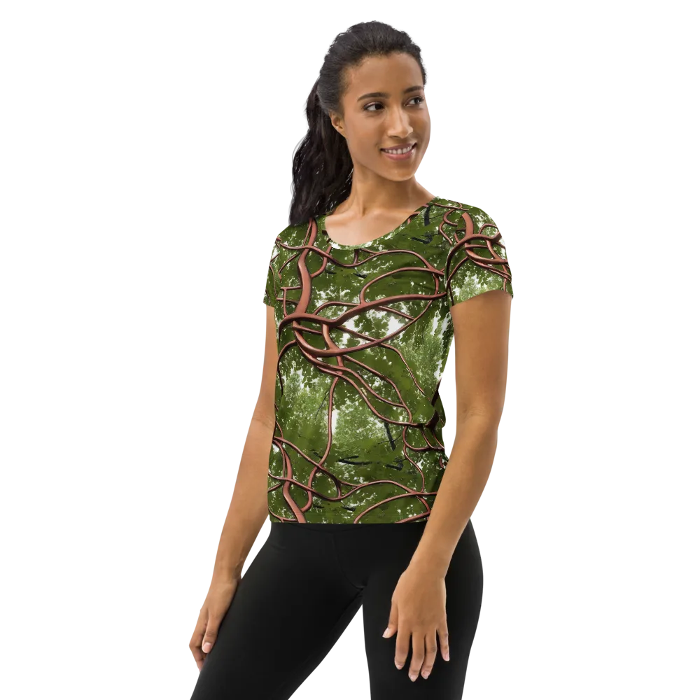 Copper Tendril on Women's Athletic T-Shirt — Left