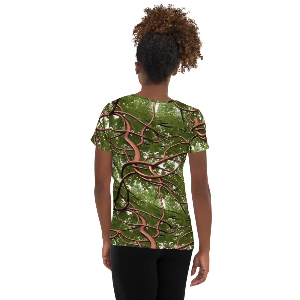 Copper Tendril on Women's Athletic T-Shirt — Back