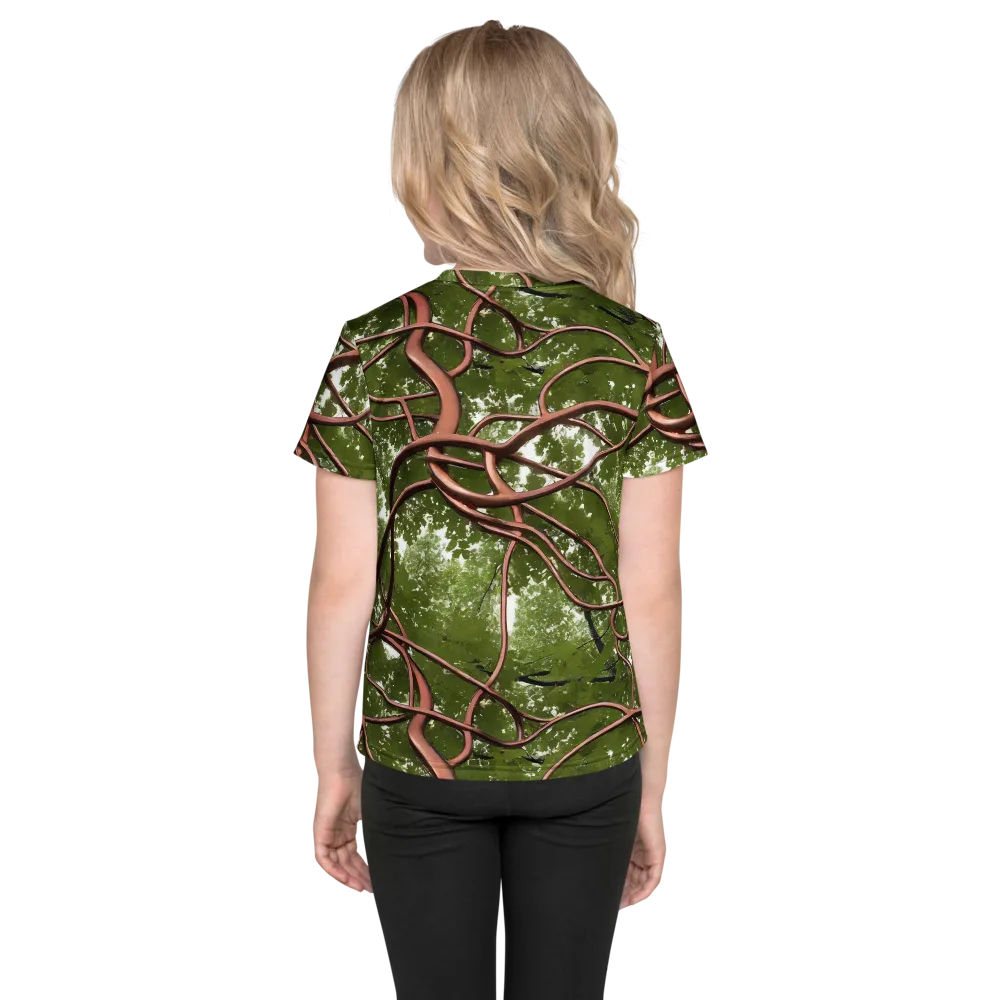 Copper Tendril on Kids Crew Neck T-Shirt — Back