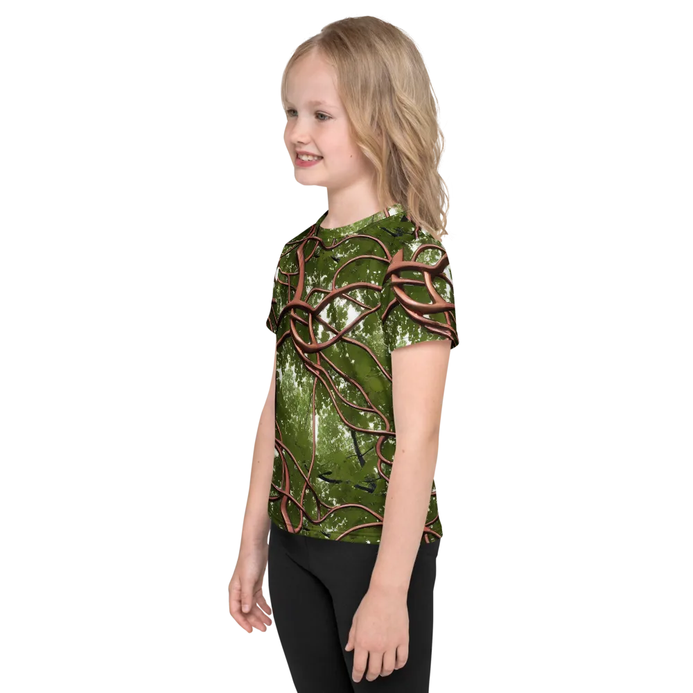 Copper Tendril on Kids Crew Neck T-Shirt — Left