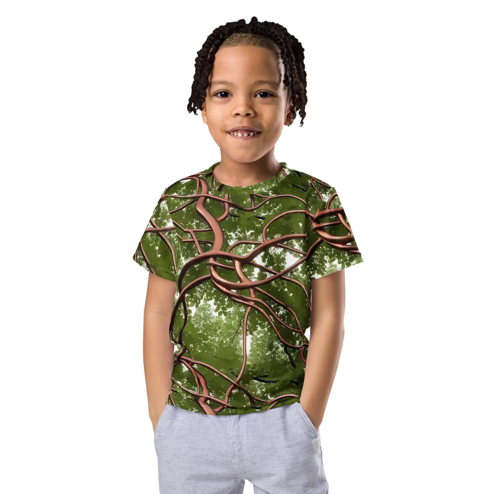 Copper Tendril on Kids Crew Neck T-Shirt — Front
