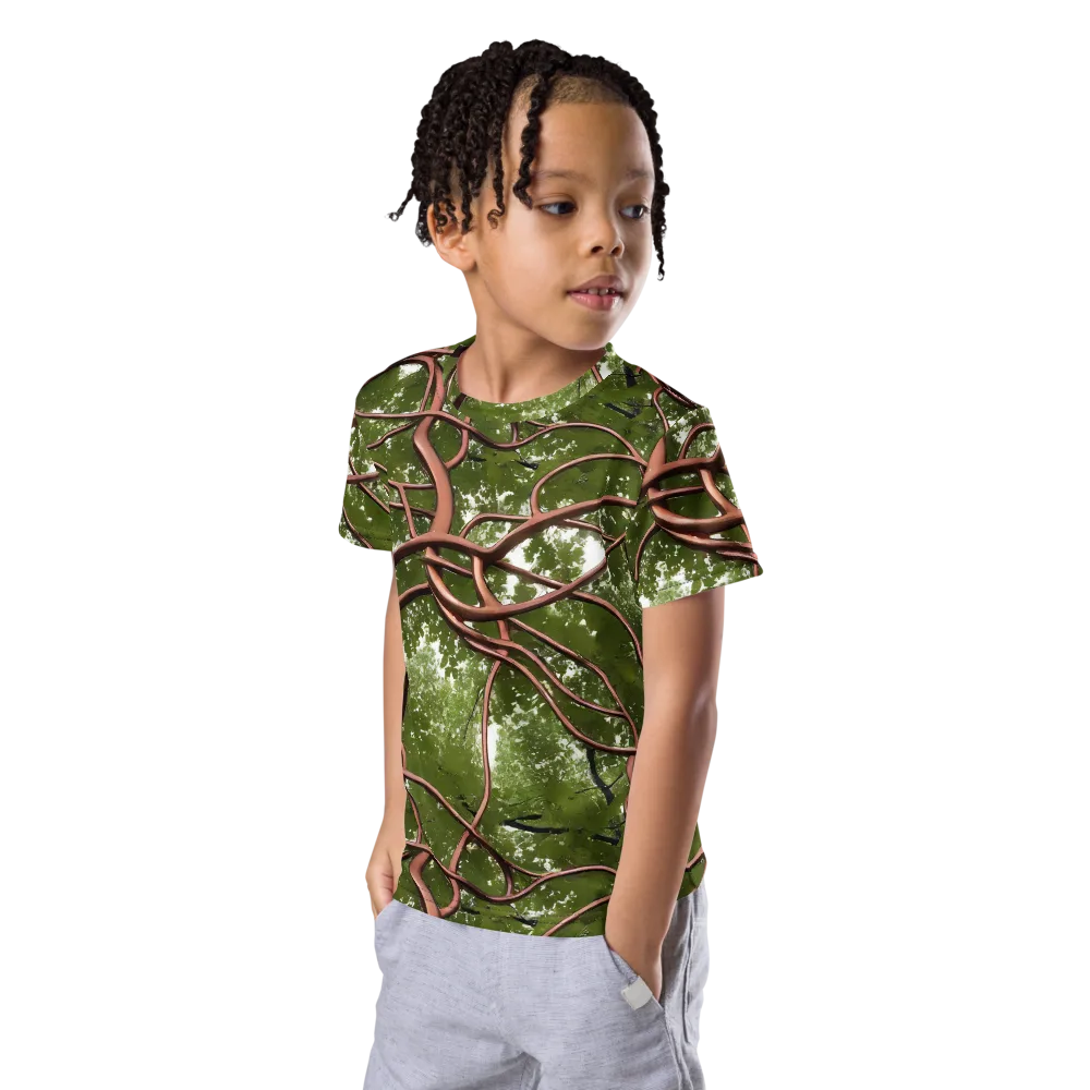 Copper Tendril on Kids Crew Neck T-Shirt — Left Front