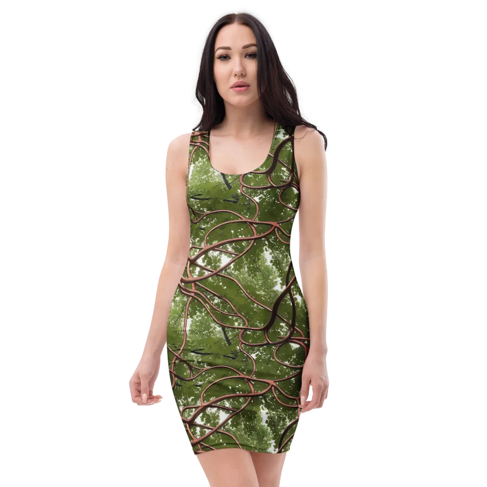 Copper Tendril on Bodycon Dress — Front