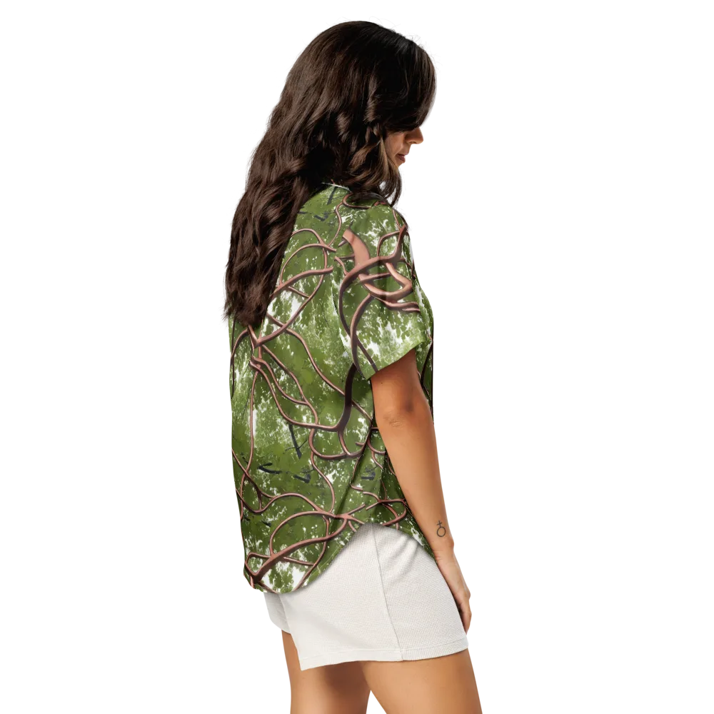 Copper Tendril on Women's Short Sleeve Pajama Top — Right Back