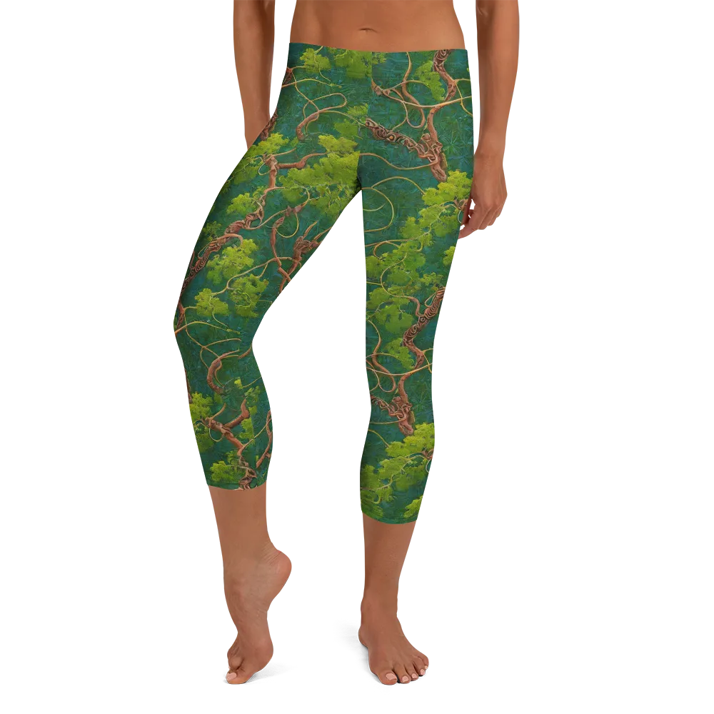Emerald Tangle on Capri Leggings — Front