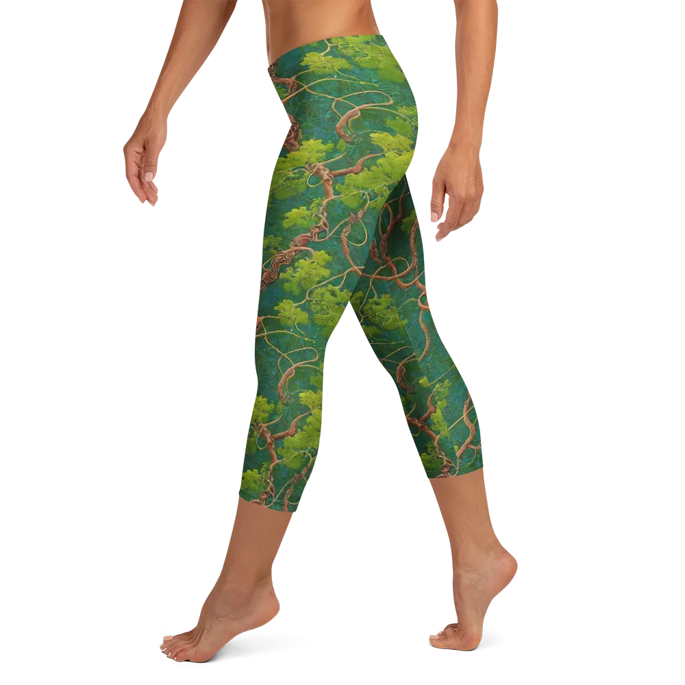 Emerald Tangle on Capri Leggings — Left