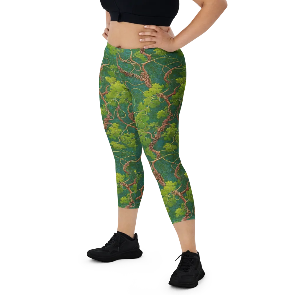 Emerald Tangle on Capri Leggings — Front