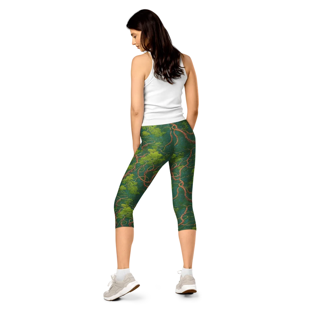 Emerald Tangle on Capri Leggings — Back