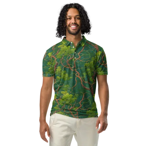 Emerald Tangle on a Men's Slim Fit Polo Shirt
