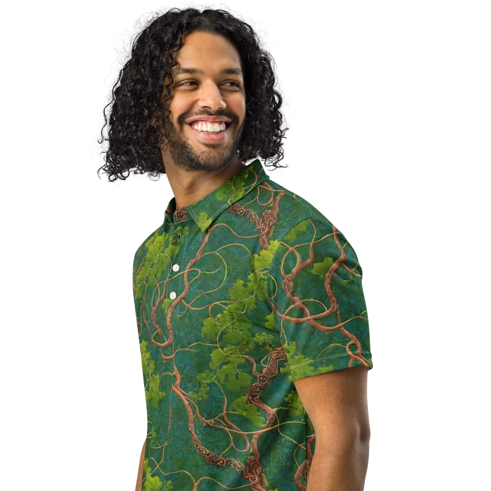 Emerald Tangle on Men's Slim Fit Polo Shirt — Left Front