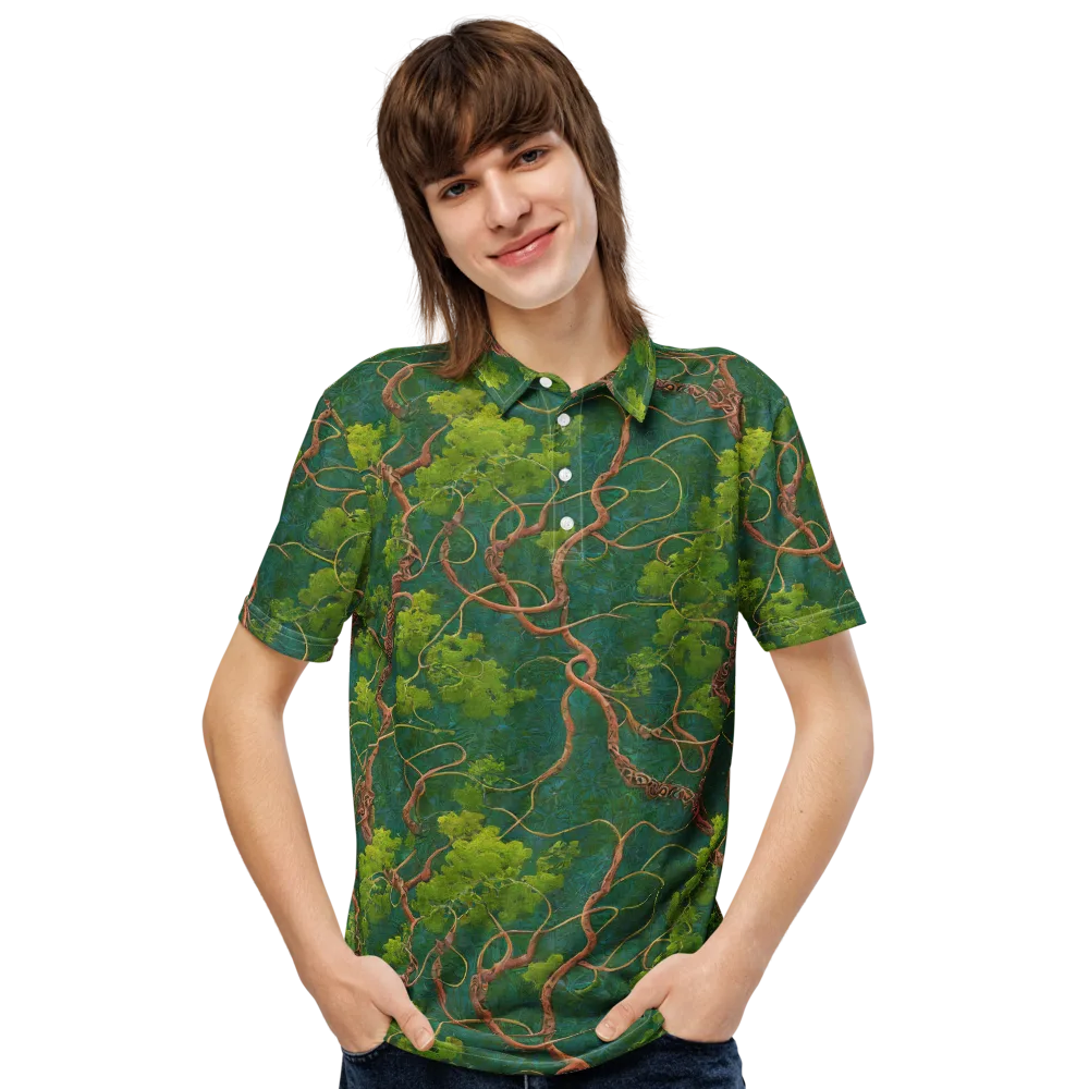 Emerald Tangle on Men's Slim Fit Polo Shirt — Front