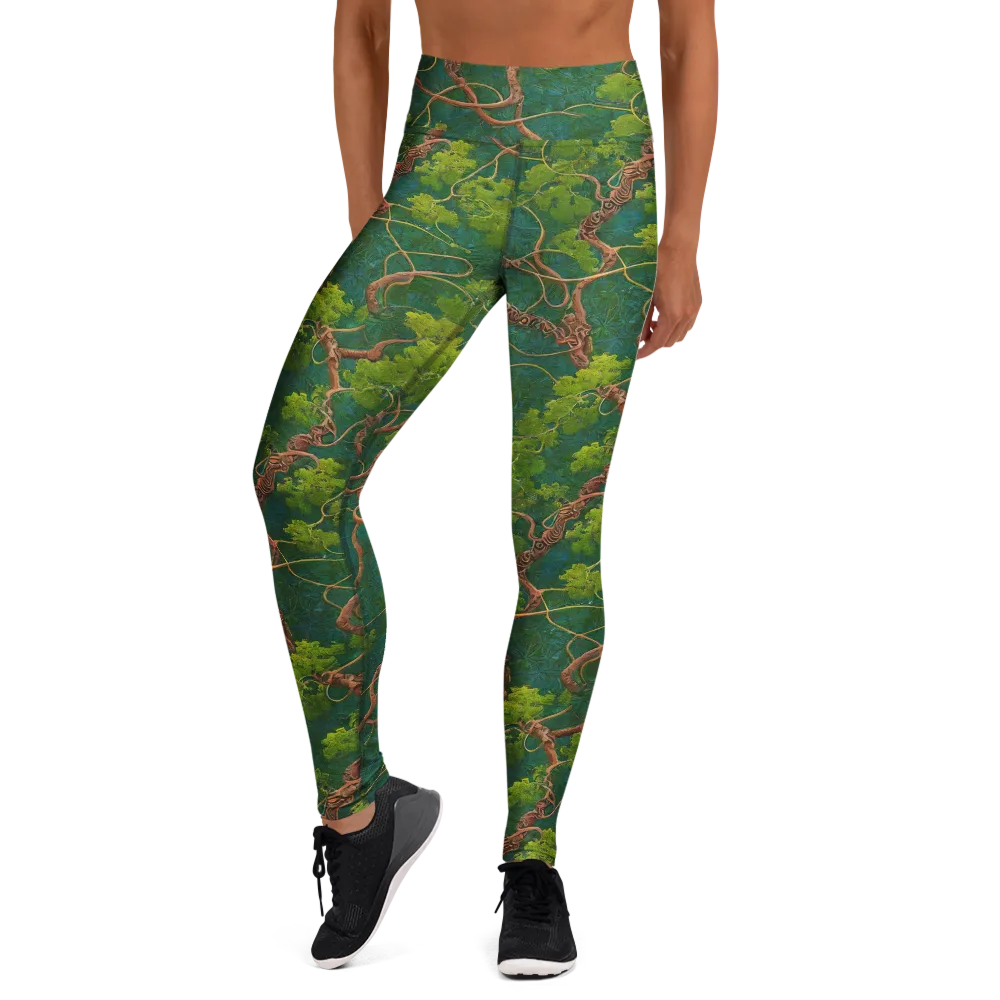 Emerald Tangle on Yoga Leggings — Front