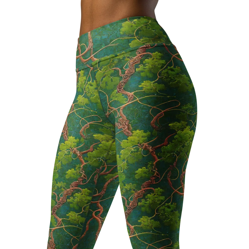 Emerald Tangle on Yoga Leggings — Left Front