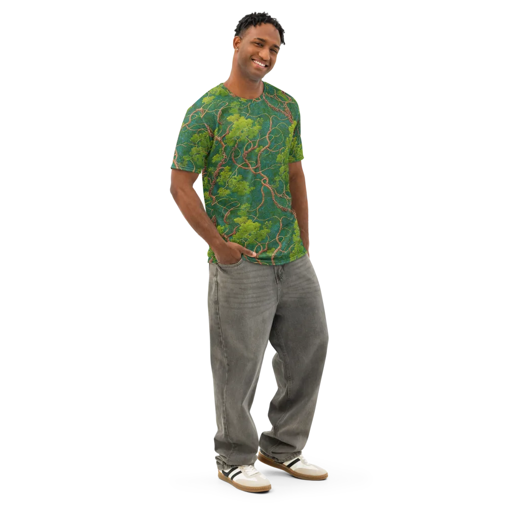 Emerald Tangle on Men's Cotton Crew Neck T-Shirt — Right Front