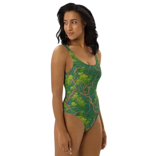 Emerald Tangle on a One-Piece Swimsuit