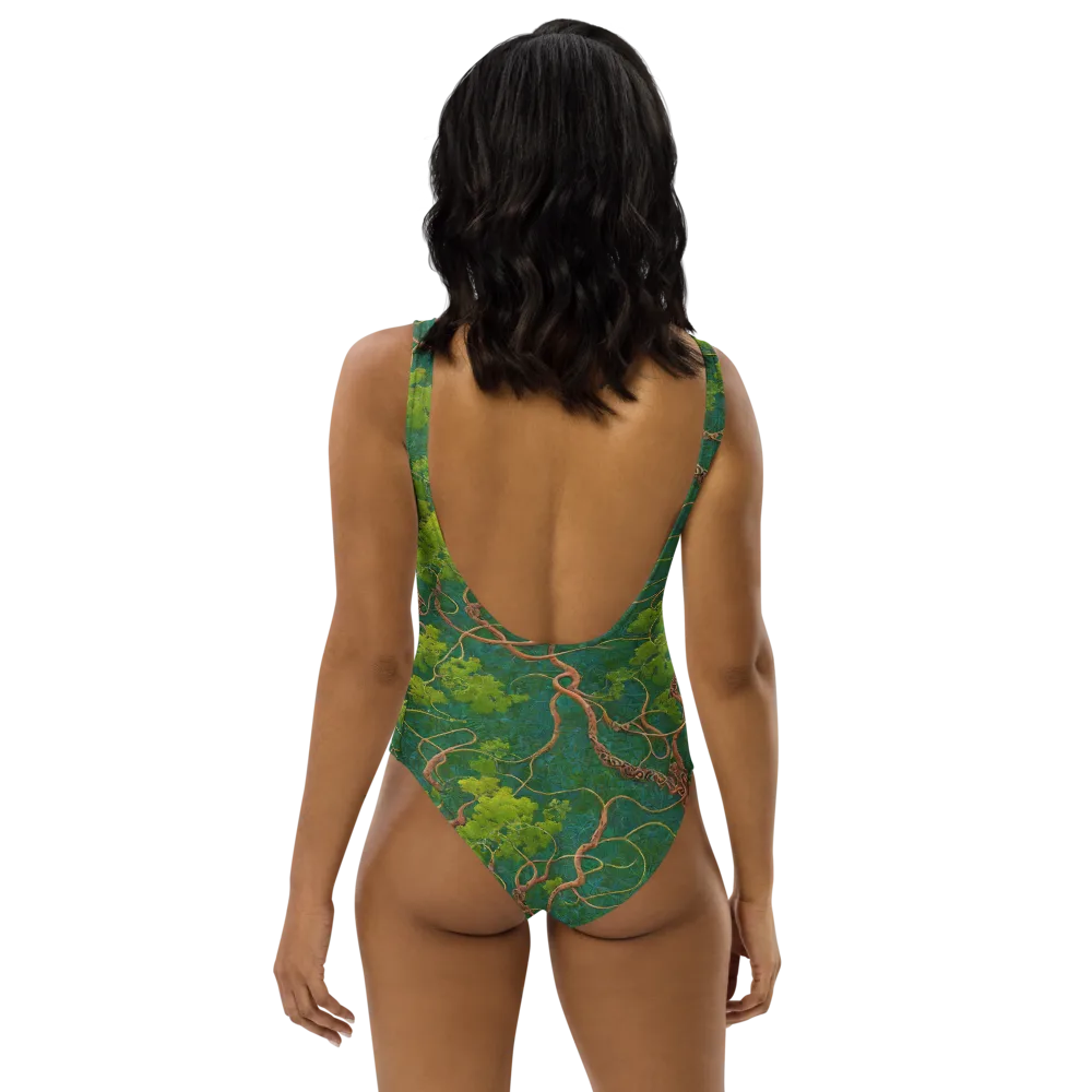 Emerald Tangle on One-Piece Swimsuit — Back