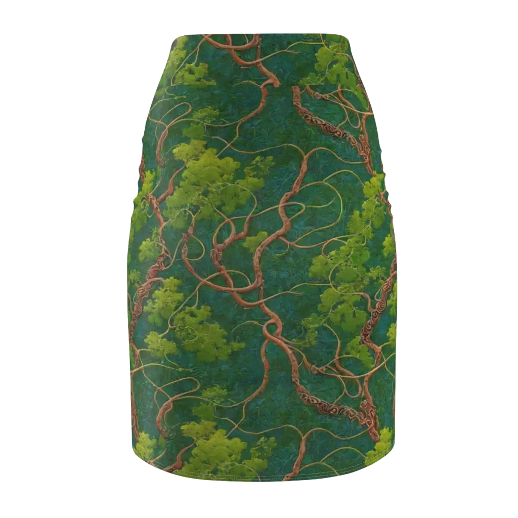 Emerald Tangle on Pencil Skirt — Back