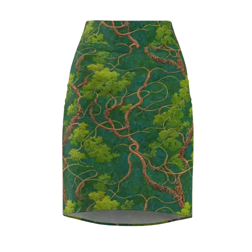 Emerald Tangle on a Pencil Skirt