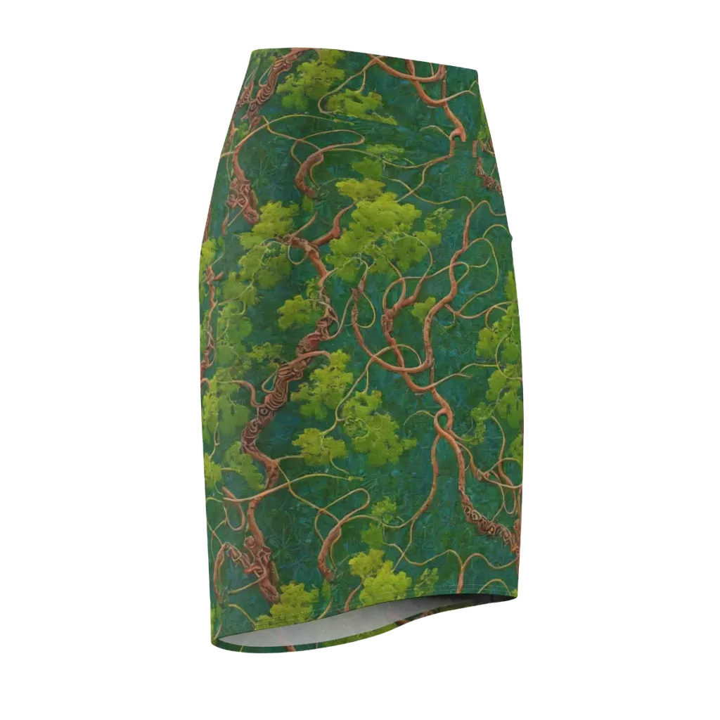 Emerald Tangle on Pencil Skirt — Front Side