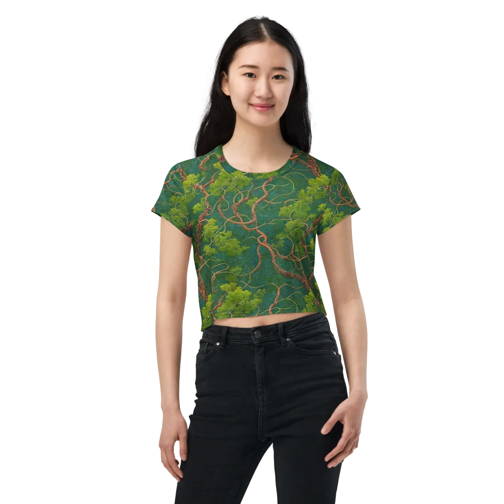 Emerald Tangle on Crop Tee — Front