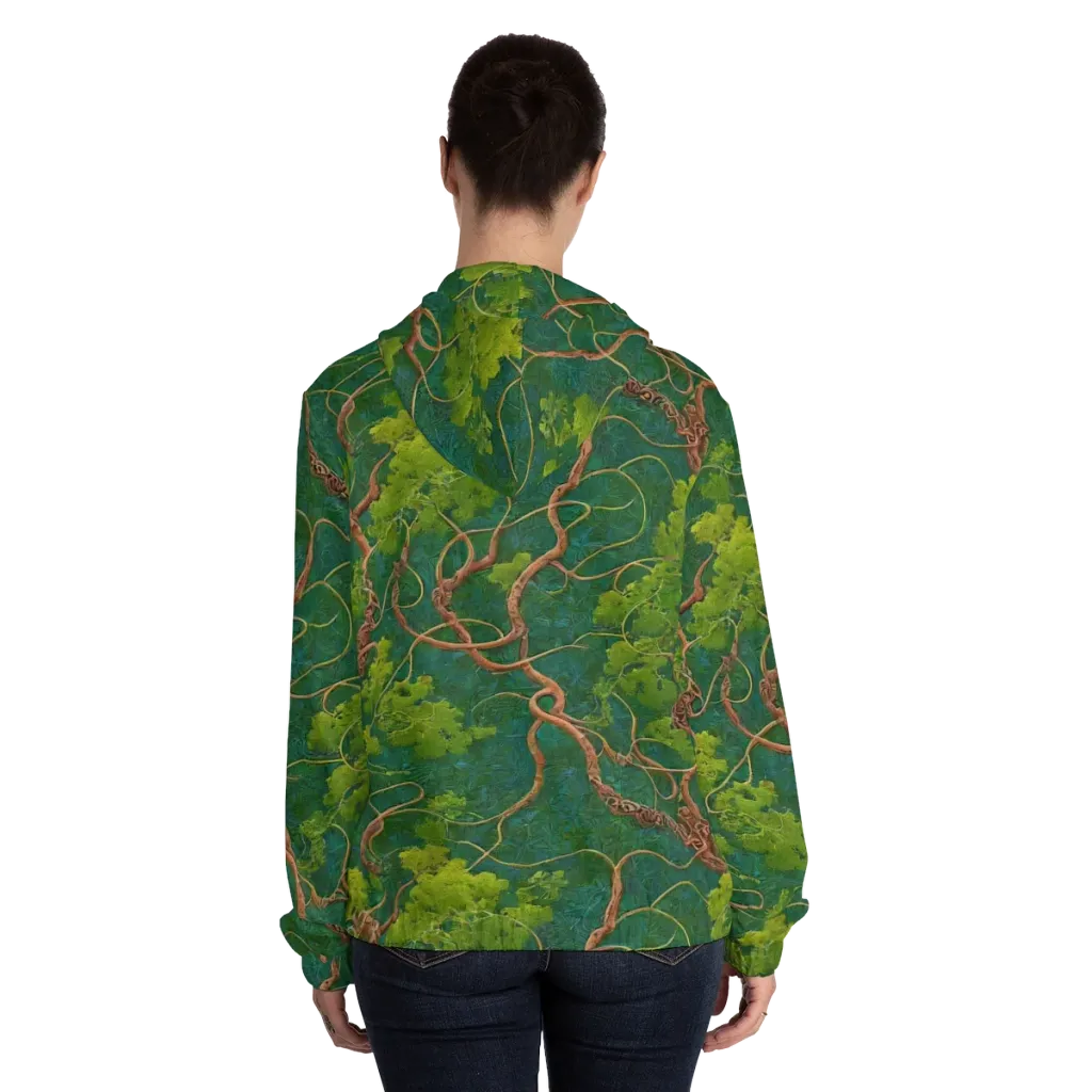 Emerald Tangle on Women's Full-Zip Hoodie — Back On Person
