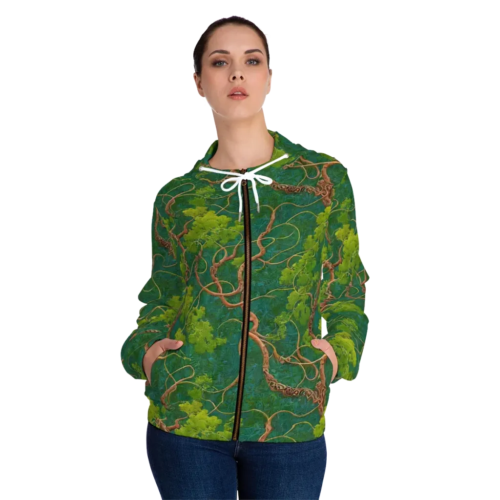 Emerald Tangle on Women's Full-Zip Hoodie — Front On Person
