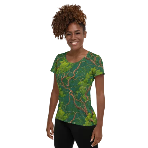 Emerald Tangle on a Women's Athletic T-Shirt