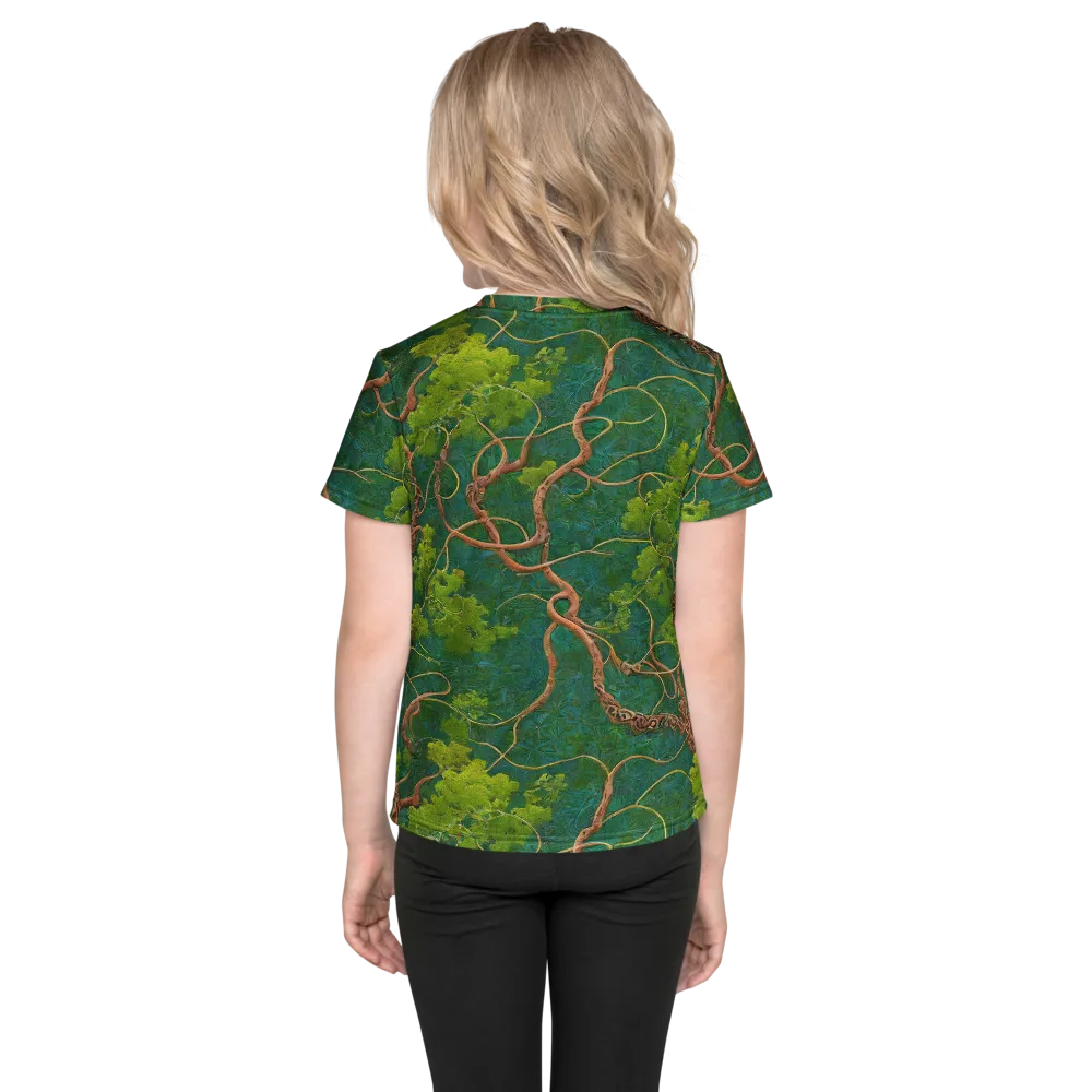 Emerald Tangle on Kids Crew Neck T-Shirt — Back