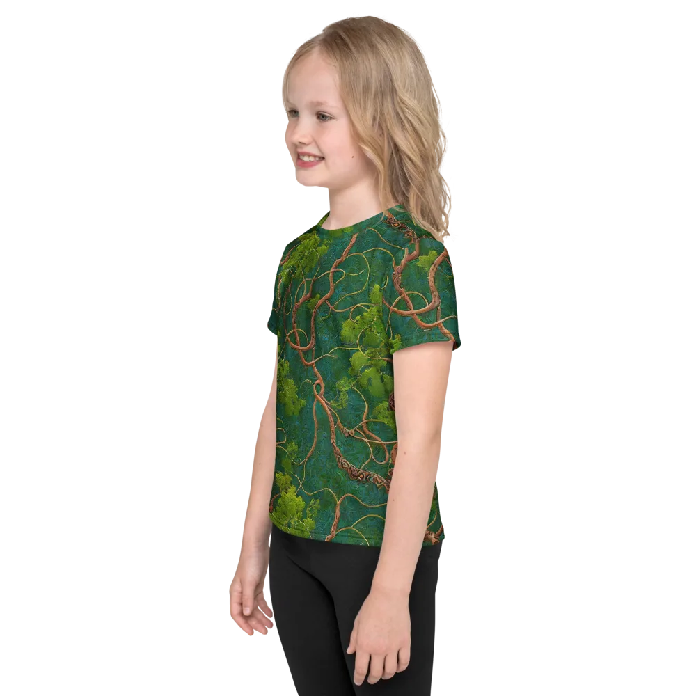 Emerald Tangle on Kids Crew Neck T-Shirt — Left