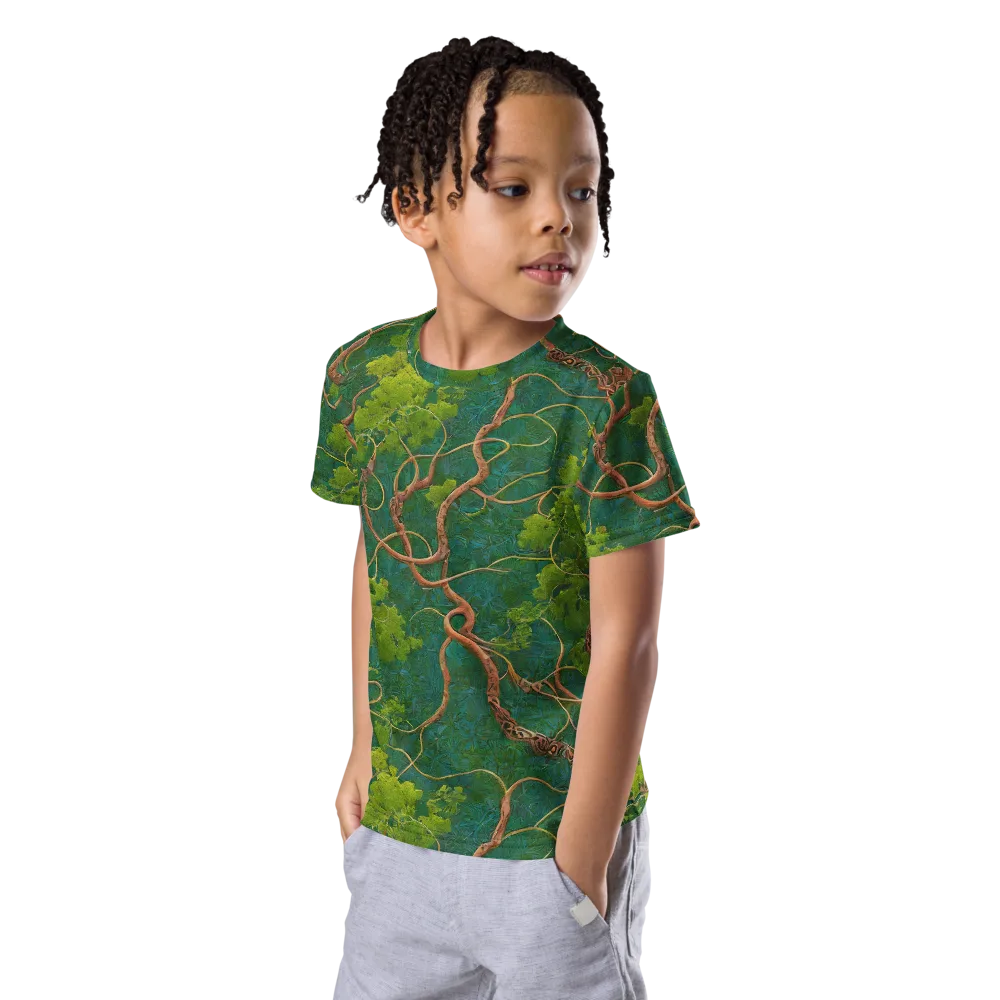 Emerald Tangle on Kids Crew Neck T-Shirt — Left Front