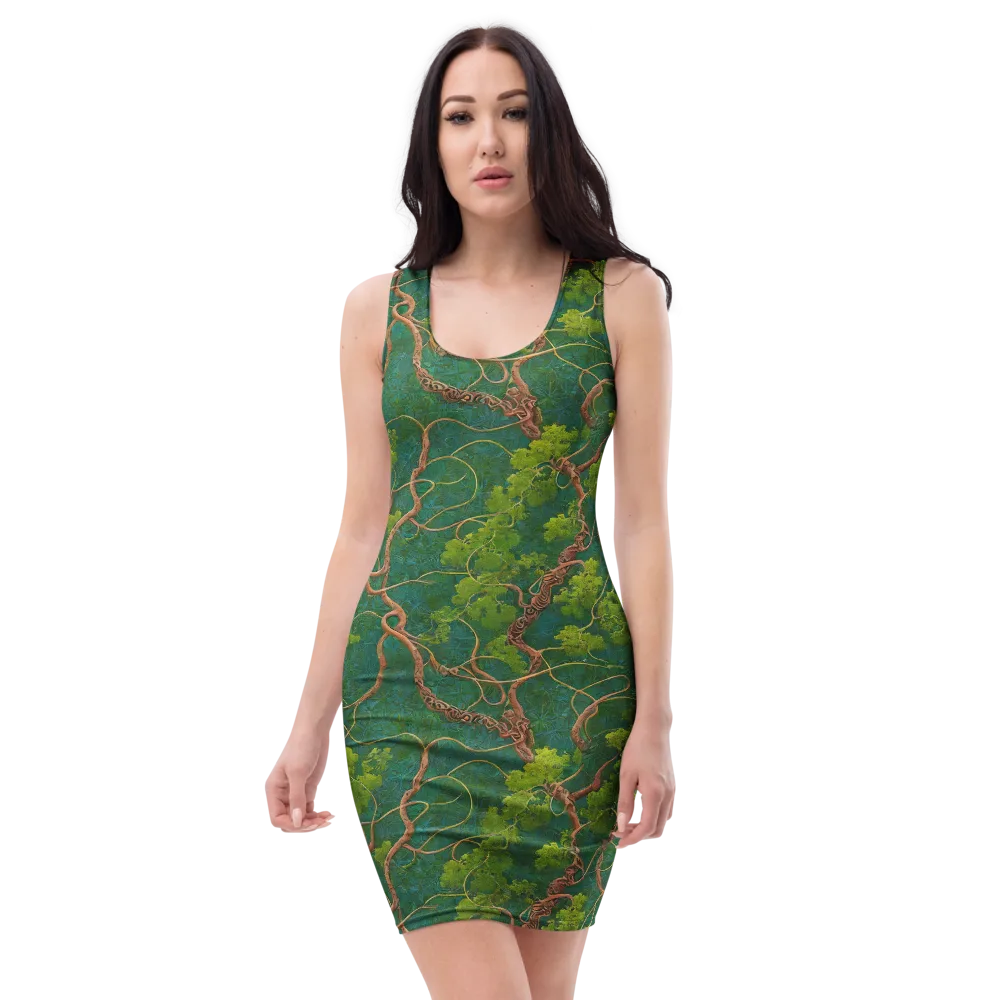 Emerald Tangle on Bodycon Dress — Front