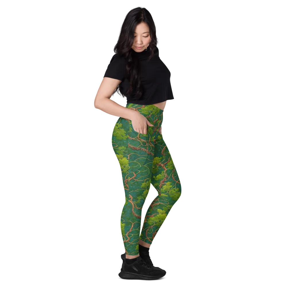 Emerald Tangle on Leggings with Pockets — Right