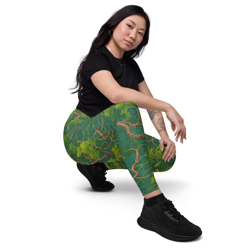 Emerald Tangle on Leggings with Pockets — Right Front