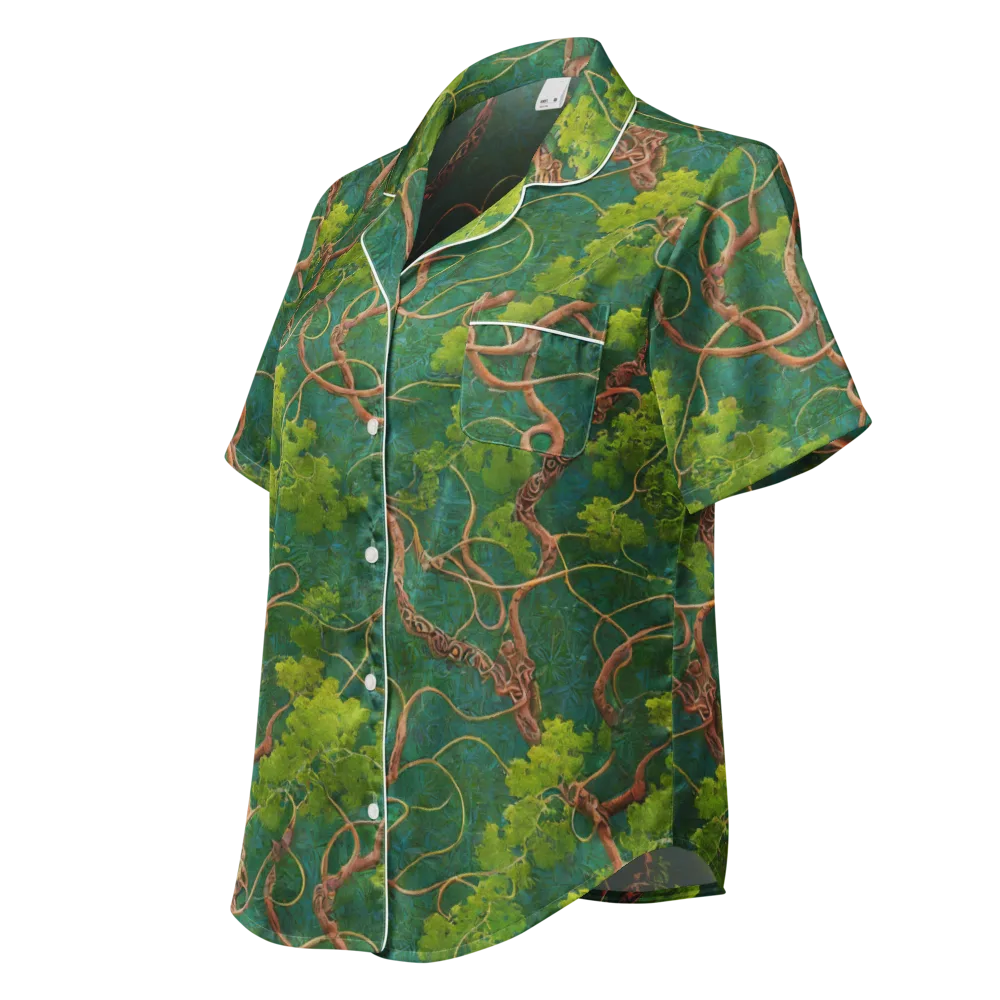 Emerald Tangle on Women's Short Sleeve Pajama Top — Left Front