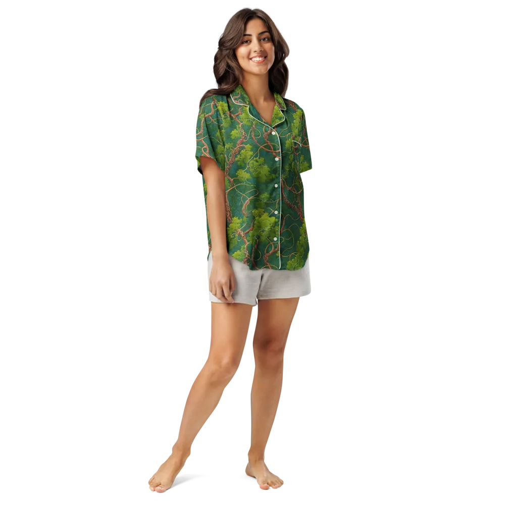 Emerald Tangle on Women's Short Sleeve Pajama Top — Front