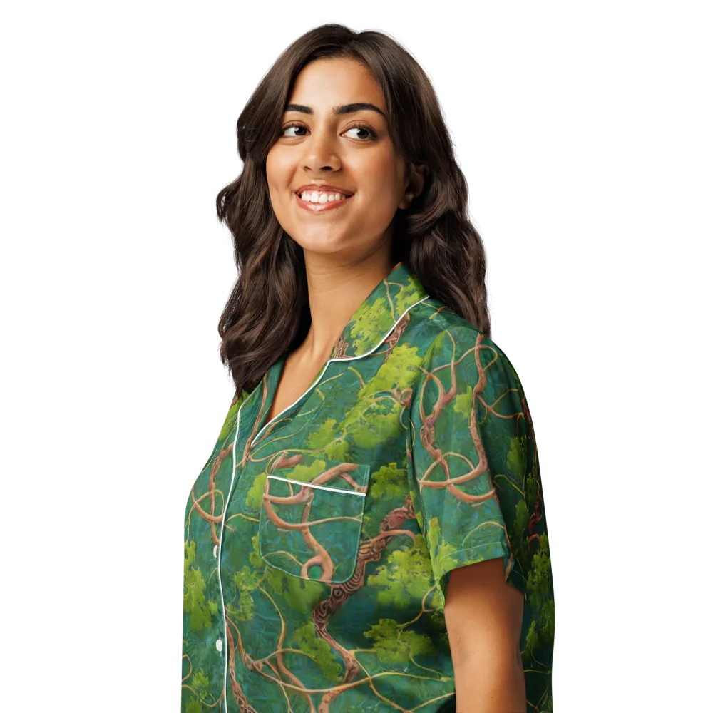 Emerald Tangle on Women's Short Sleeve Pajama Top — Left Front