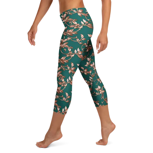 Verdigris Bloom on a Capri Leggings