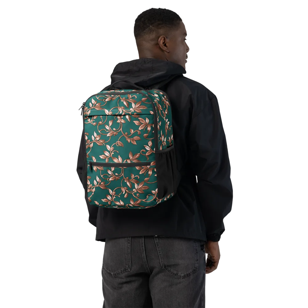 Verdigris Bloom on Utility Backpack — Back