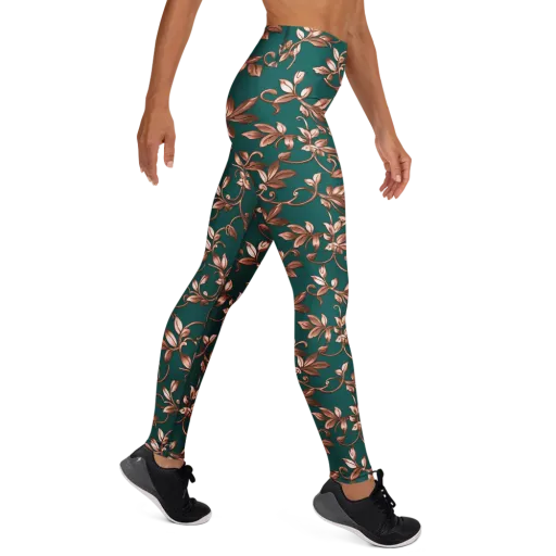 Verdigris Bloom on a Yoga Leggings