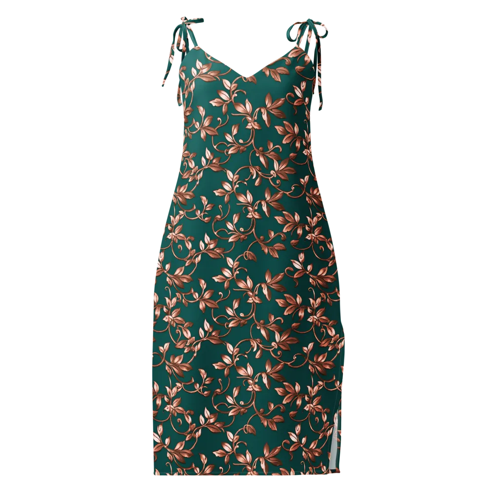Verdigris Bloom on Slip Dress — Front