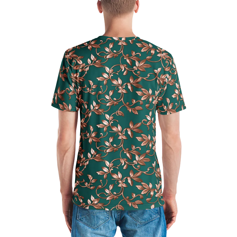 Verdigris Bloom on Men's Crew Neck T-Shirt — Back